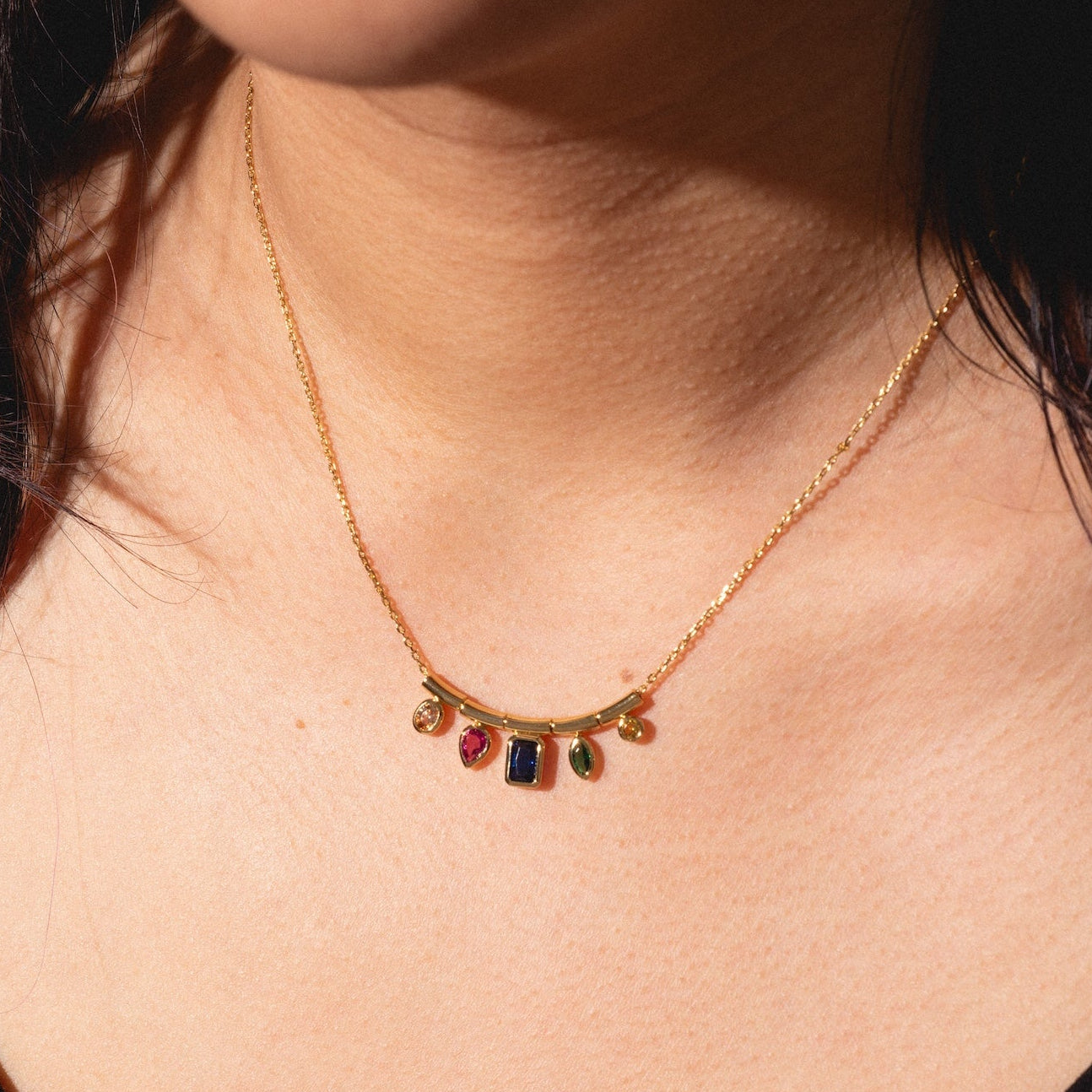 Technicolor Gem Drop Necklace