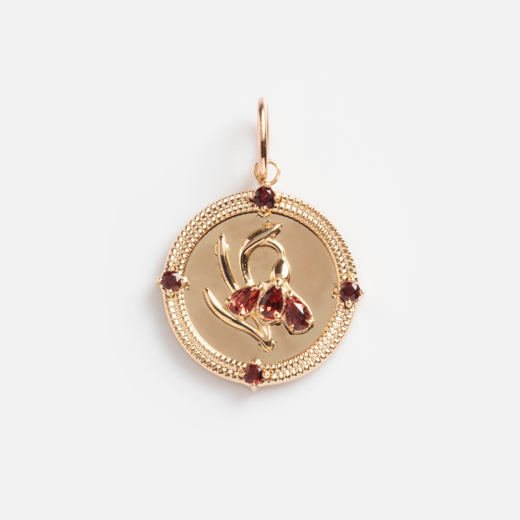 Solid Gold 2026 January Capsule Vintage Inspired Garnet Coin Charm