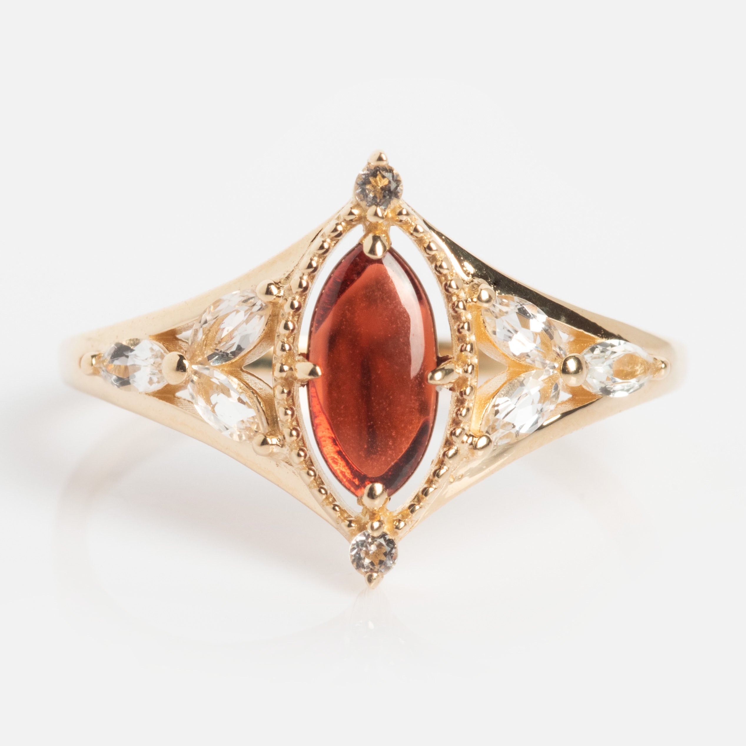 Solid Gold 2026 January Capsule Art Deco Garnet Ring
