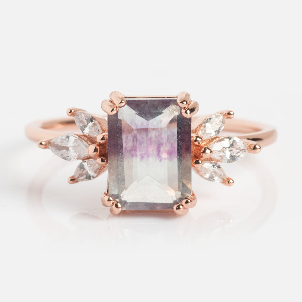 Rose Gold Fluorite Topaz Hazy Dream Ring