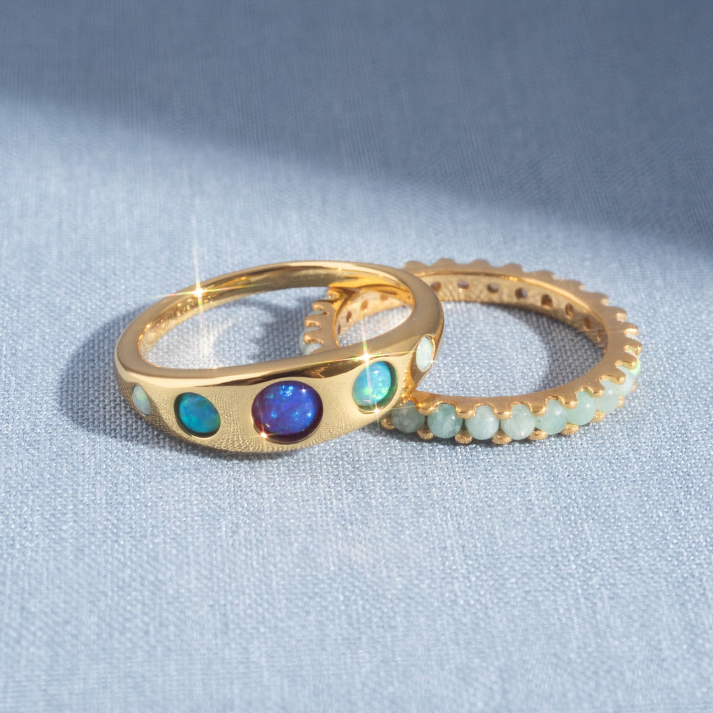 Indecisive Opal and Amazonite Eternity Band