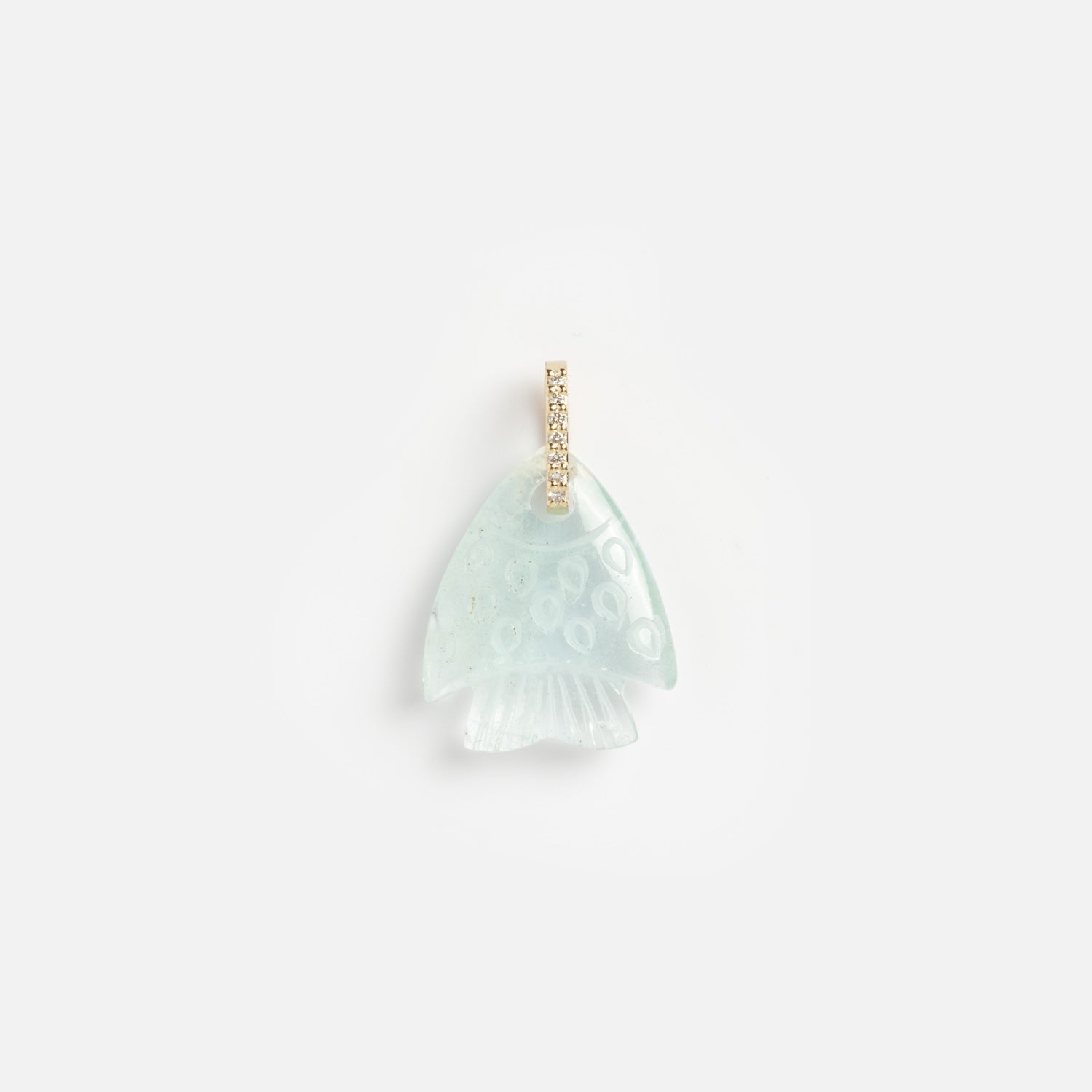 14k Aquamarine and Diamond Fish Charm
