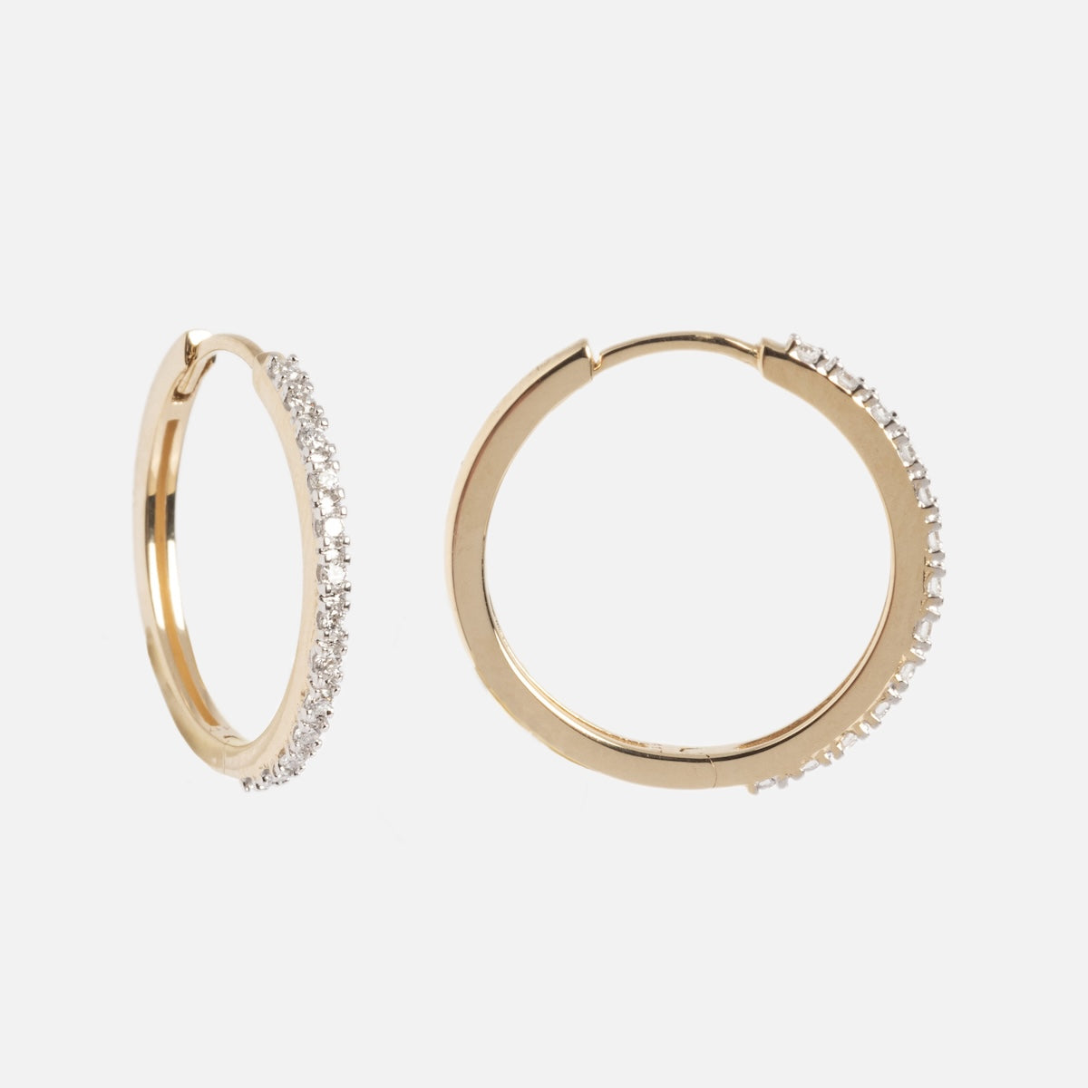 Solid Gold Diamond Hoops