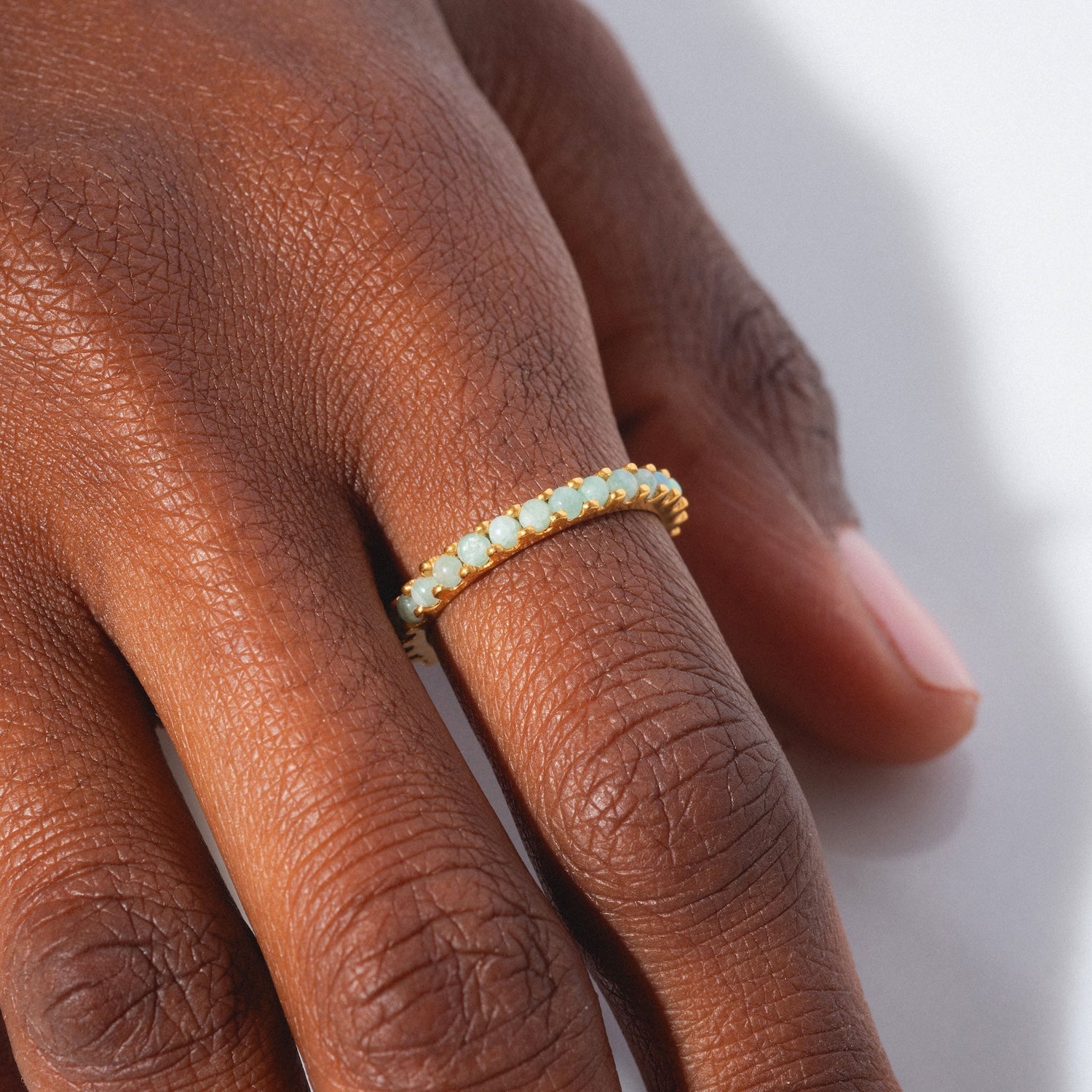 Indecisive Opal and Amazonite Eternity Band
