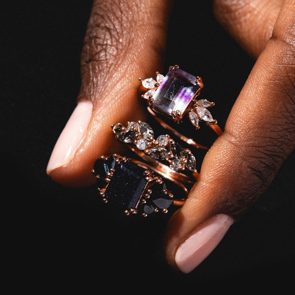 Rose Gold Fluorite Topaz Hazy Dream Ring