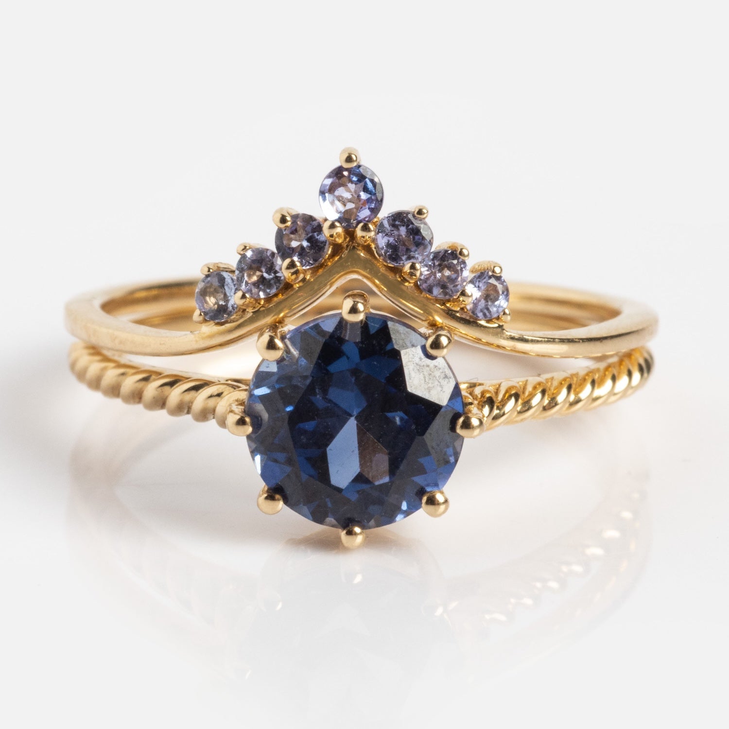 Solid Gold 2025 December Capsule Tanzanite Ring Set with Free Gift