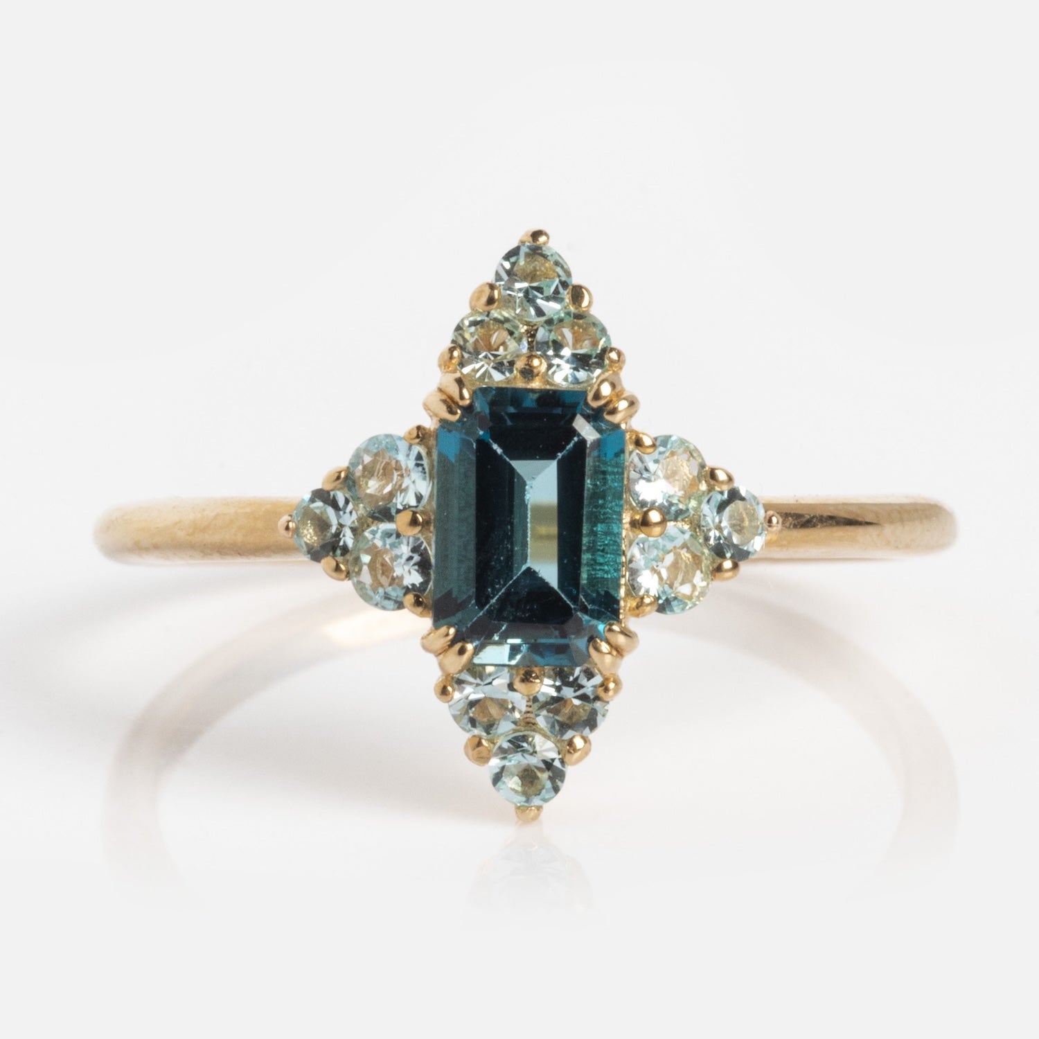 10k Snow Queen Blue Topaz Cluster Ring