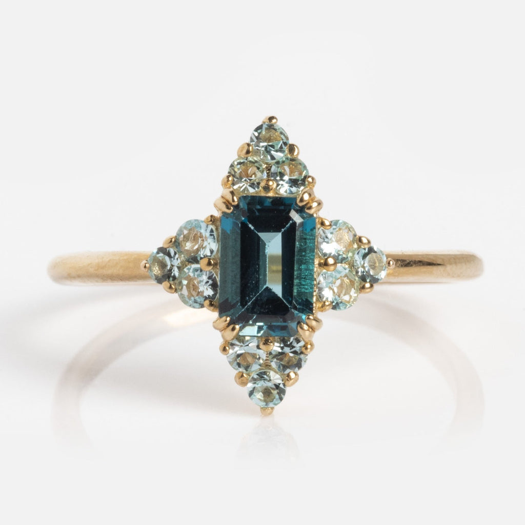 10k Snow Queen Blue Topaz Cluster Ring