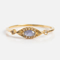 Solid Gold Iolite Evil Eye Ring
