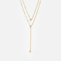 Solitaire Layered Lariat Necklace