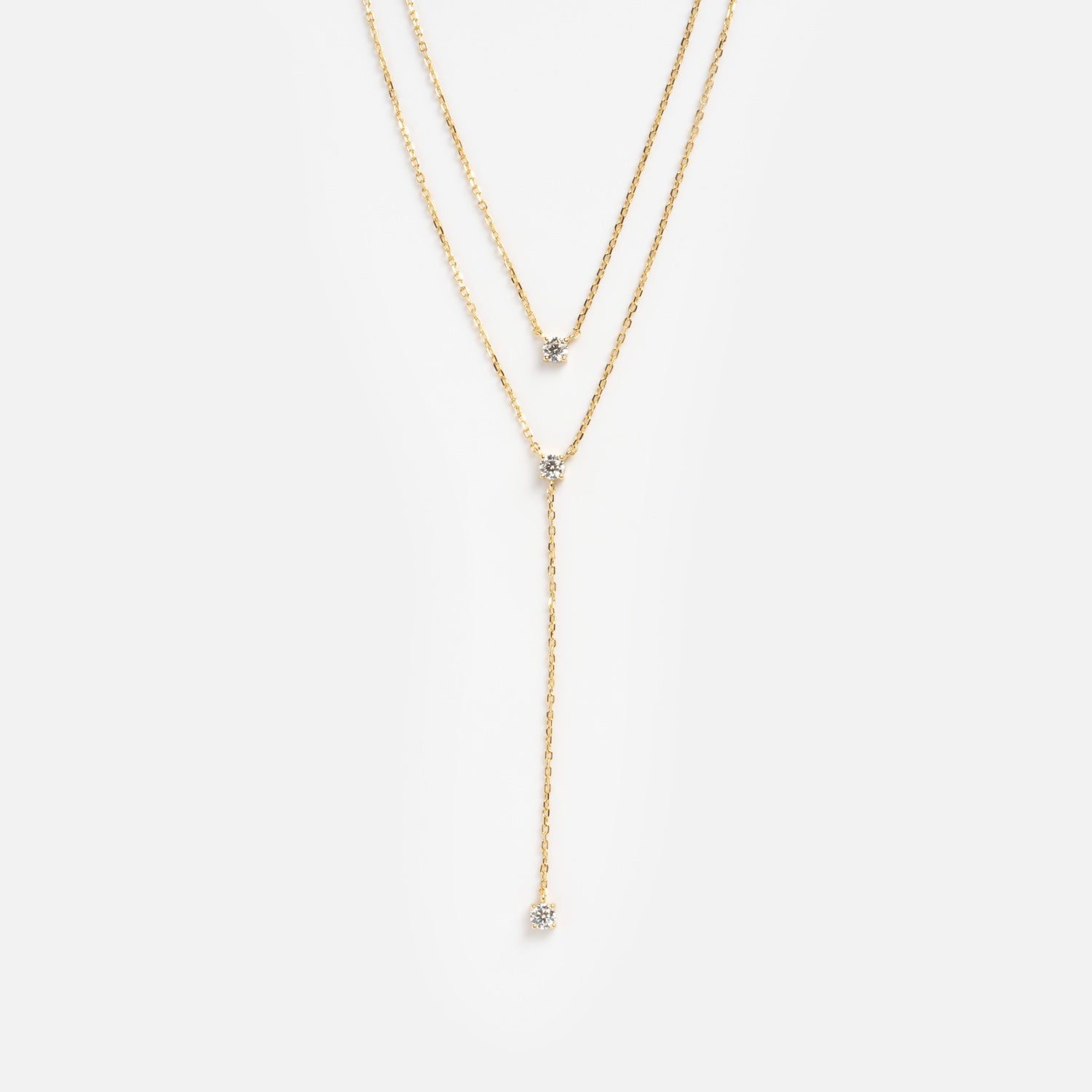 Solitaire Layered Lariat Necklace