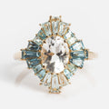 14k Bejeweled Blue Statement Ring