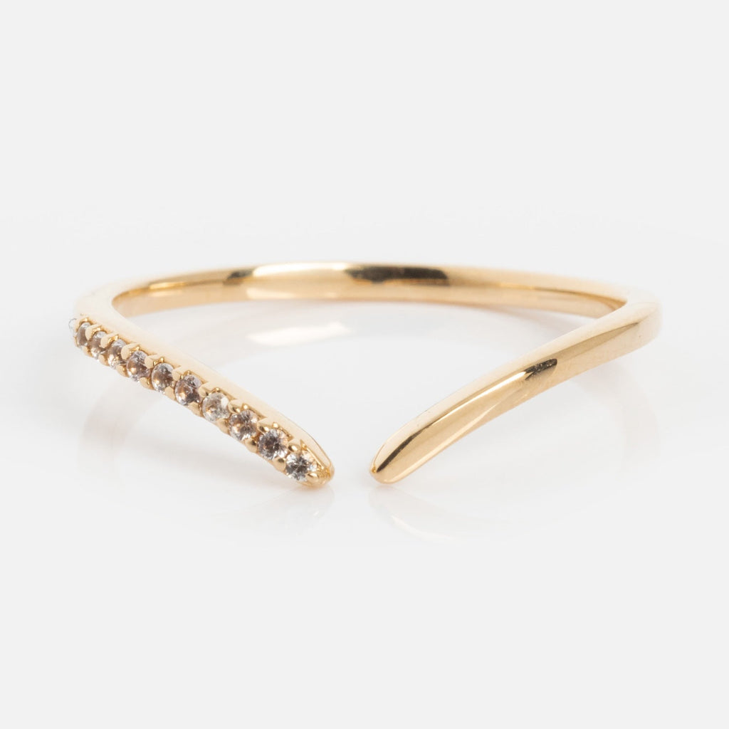 14k White Sapphire Open Front Nesting Ring