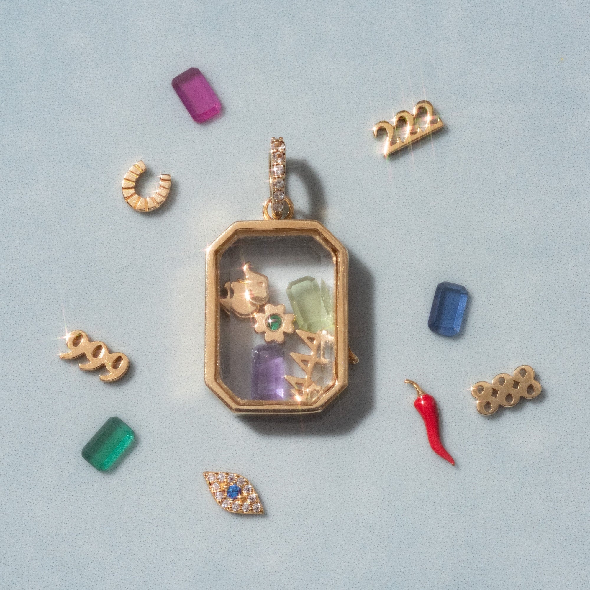 Solid Gold Tiny Birthstone Charm for Glass Charm Locket