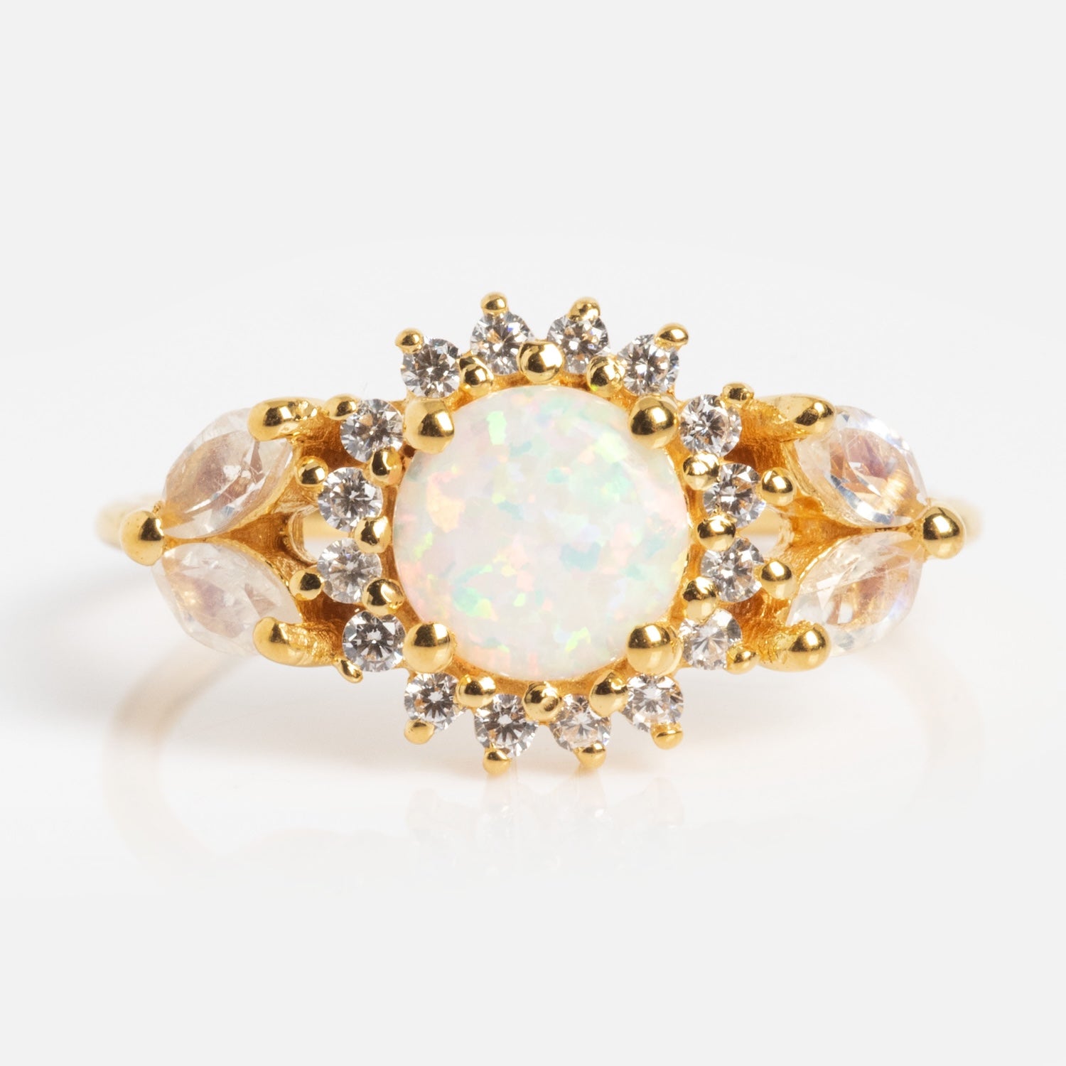Opal and Diamond Sunflower Queen Ring