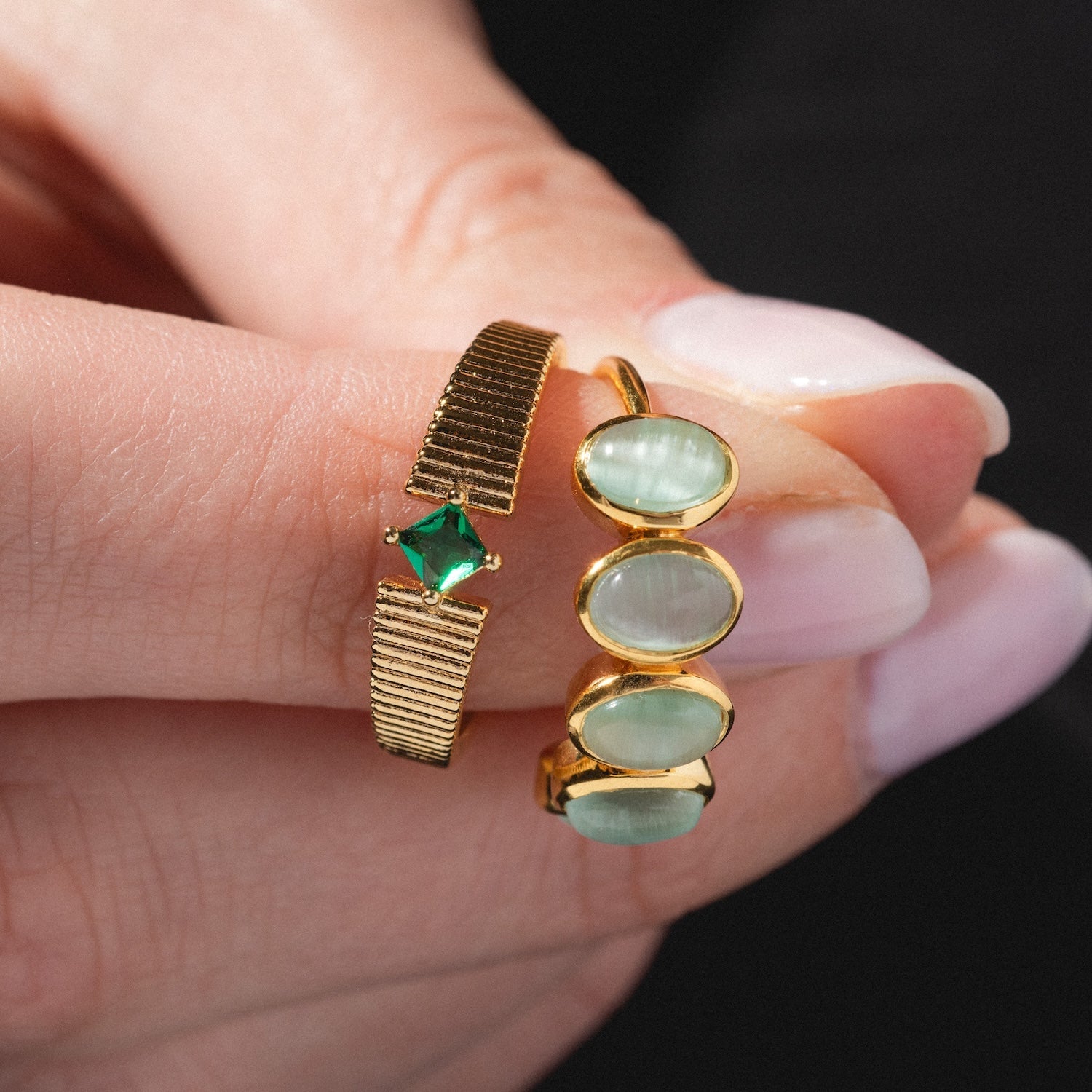 Sky Blue Cats Eye Flow Ring