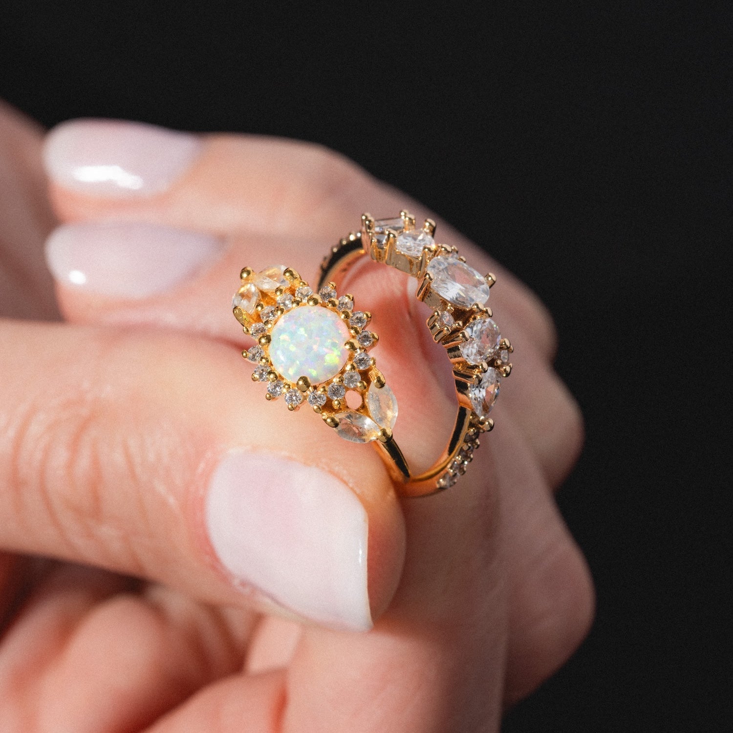 Opal and Diamond Sunflower Queen Ring