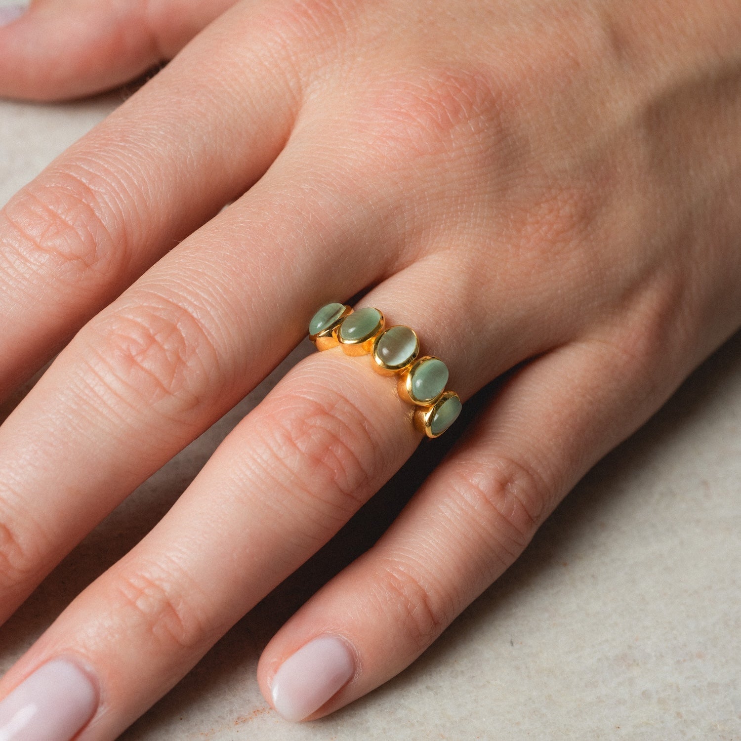 Sky Blue Cats Eye Flow Ring