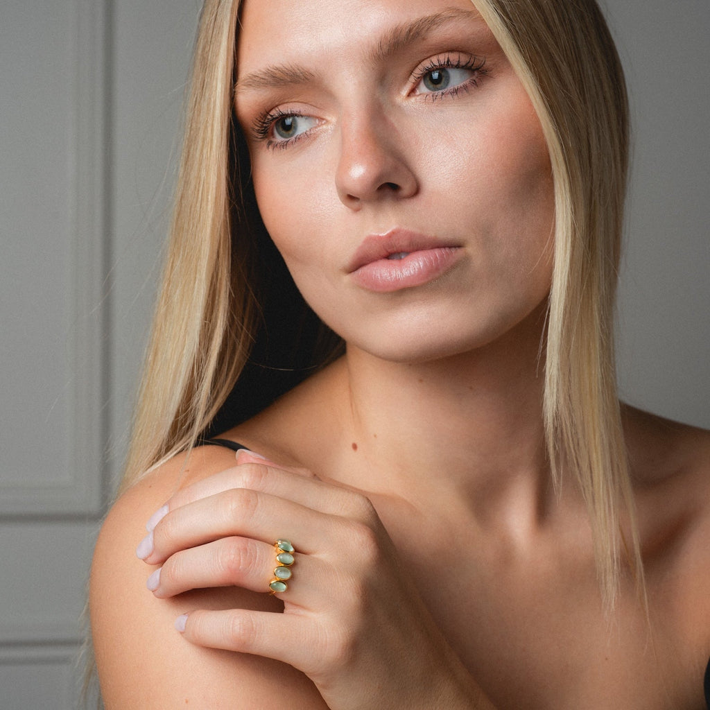 Sky Blue Cats Eye Flow Ring