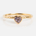 Solid Gold Pink Amethyst Heart Ring