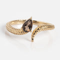 Solid Gold Smoky Quartz Snake Ring for Transformation