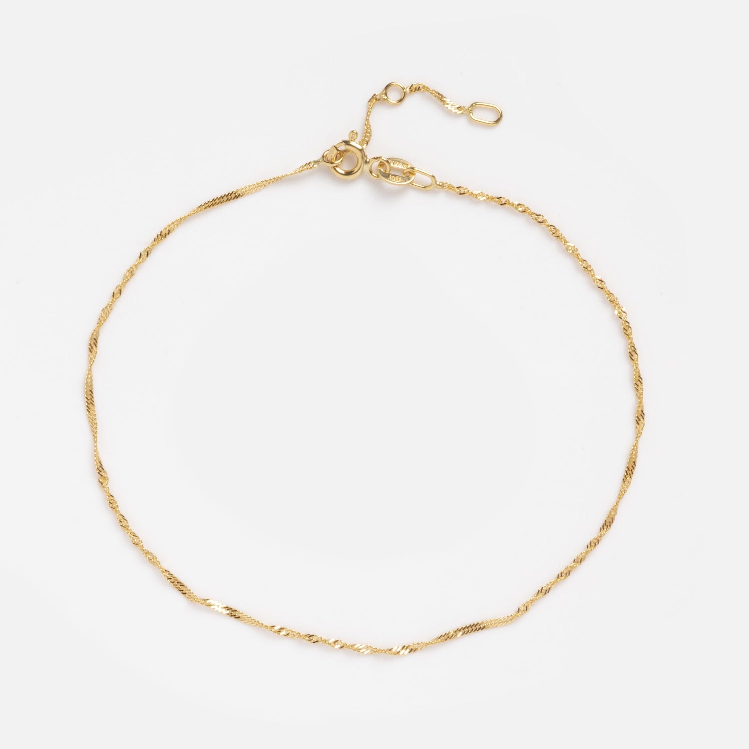 Solid Gold Twisted Chain Anklet