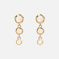 Solid Gold Horizon Moonstone and Opal Drop Earrings