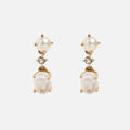 Solid Gold Soft Glow Pearl and Moonstone Drop Studs