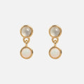 Solid Gold Morning Mist Moonstone and Opal Drop Studs