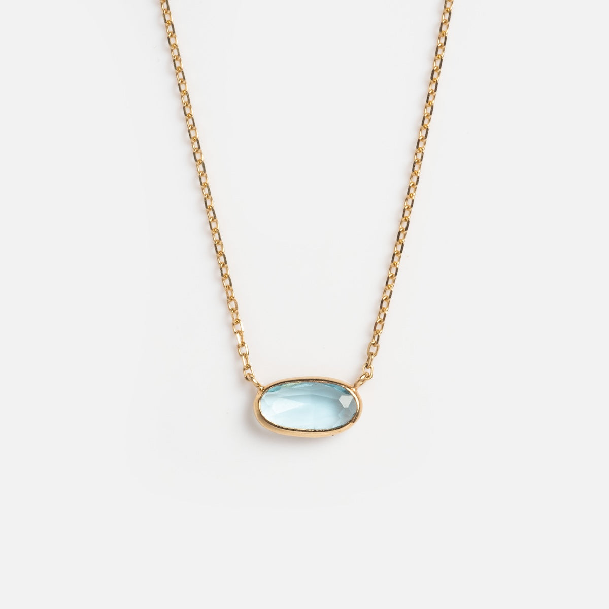 Solid Gold Daybreak Swiss Blue Topaz Necklace
