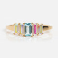 Solid Gold Aurora Angel Aura Quartz and Blue Topaz Ring Last Chance Sizes