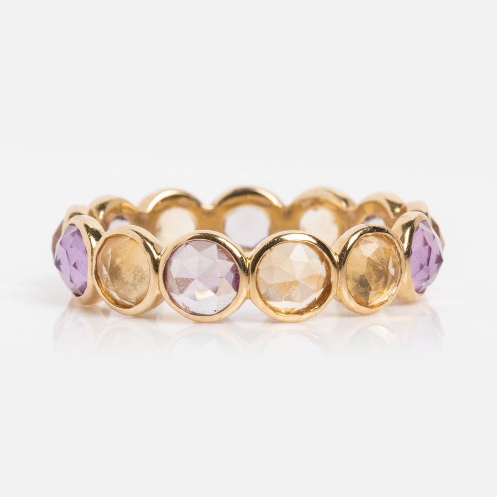 Solid Gold Sunrise Citrine and Alexandrite Band