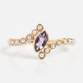 Solid Gold 2026 February Capsule Floating Amethyst and Pearl Twist Ring