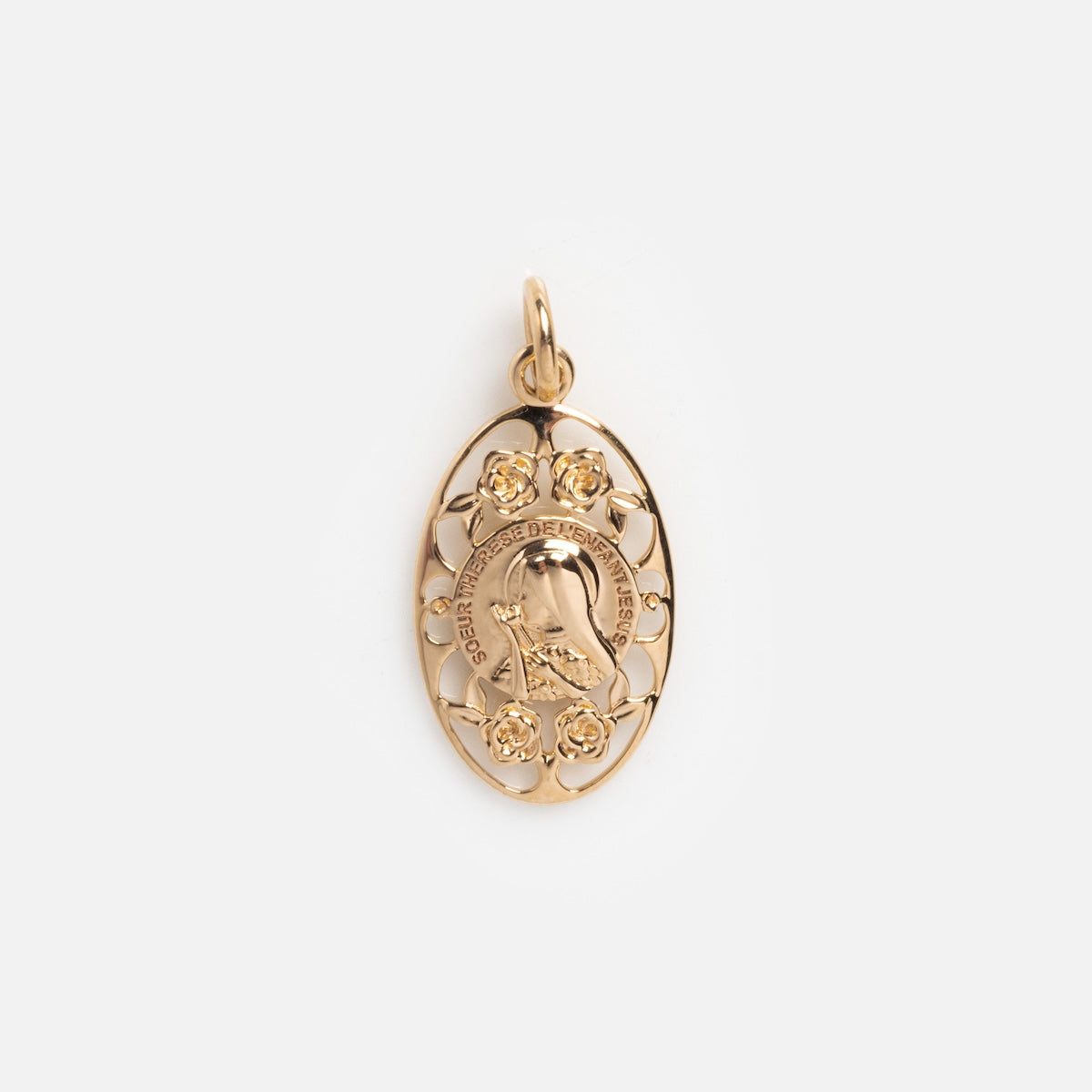 14k Vintage Revival St. Therese Oval Charm