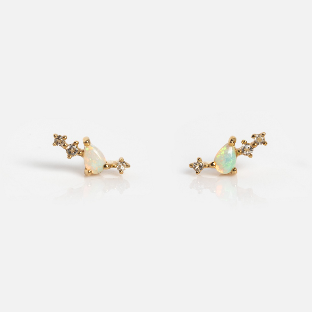 Solid Gold Opal Constellation Flat Back Studs