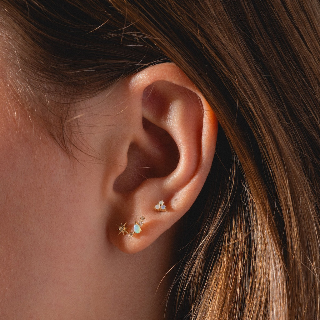 Solid Gold Opal Constellation Flat Back Studs