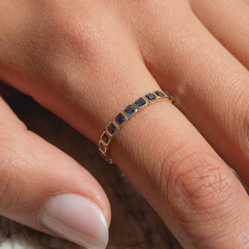 Solid Gold Gemstone Eternity Stacking Ring