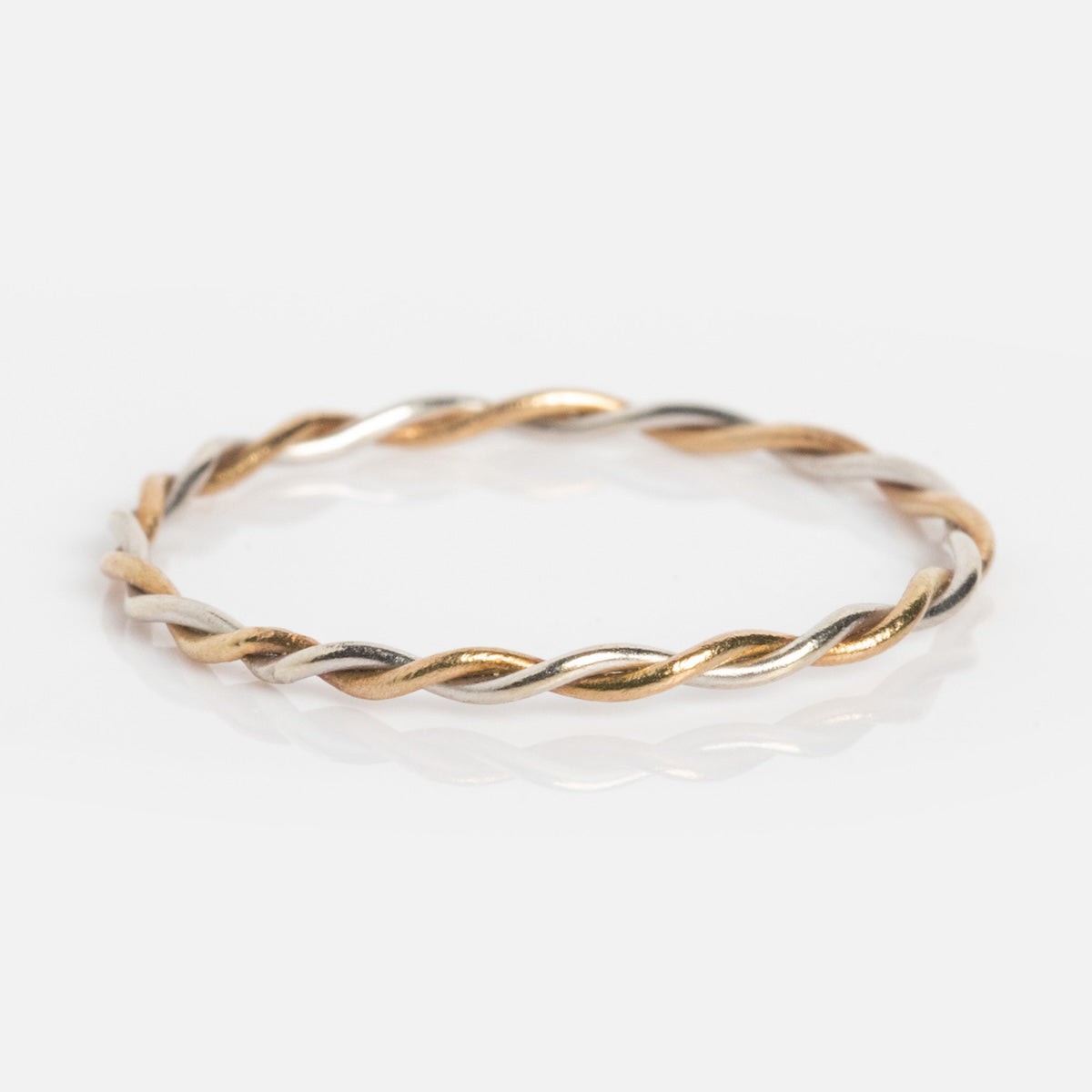 Solid Gold Featherweight Mixed Metal Stacking Ring
