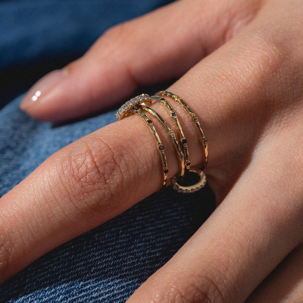 Solid Gold Dainty Birthstone Stacking Ring