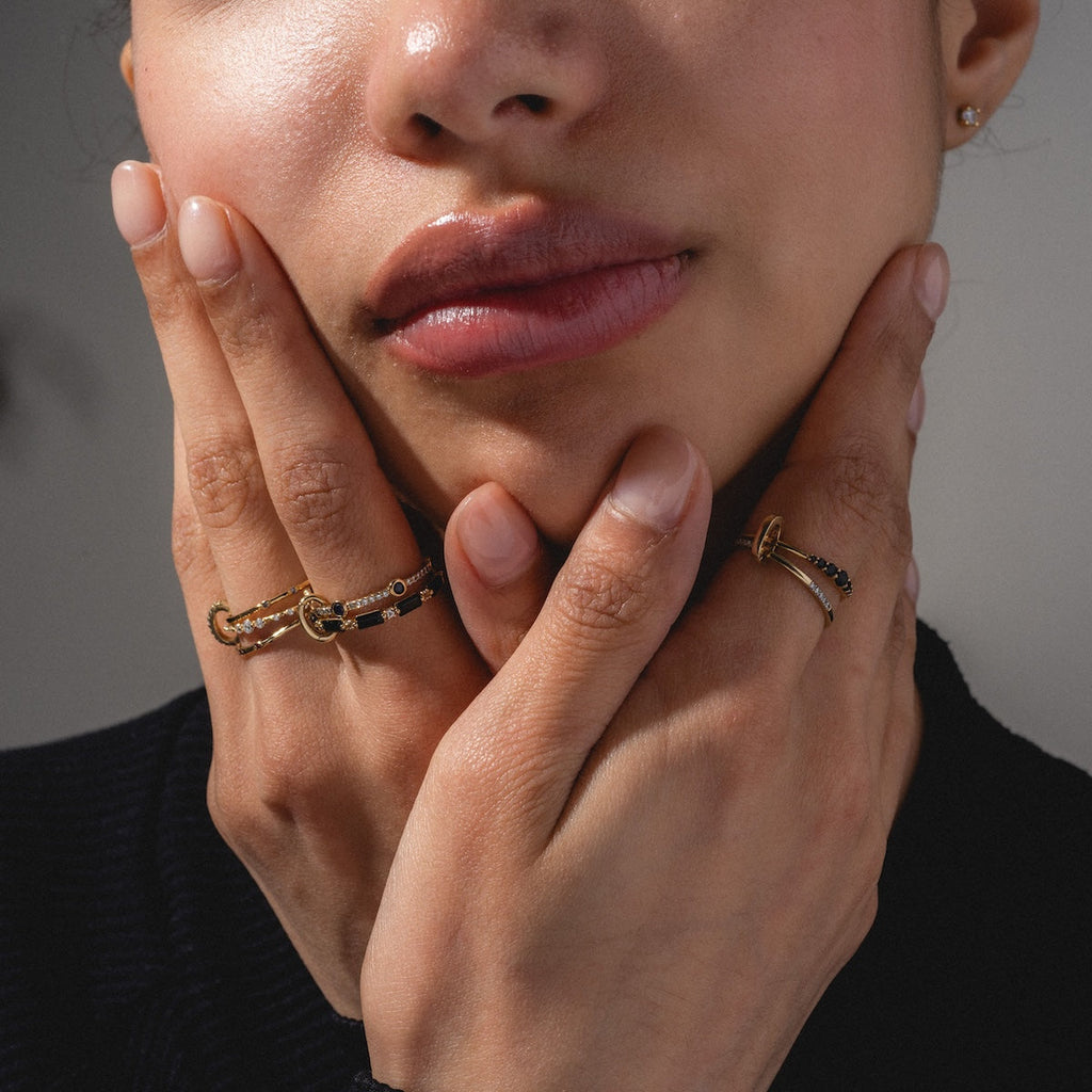 Solid Gold Dainty Diamond Stacking Ring