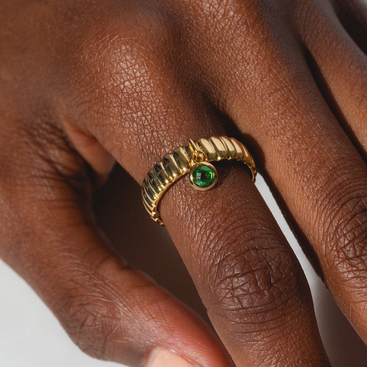 Bold Fluted Charm Ring