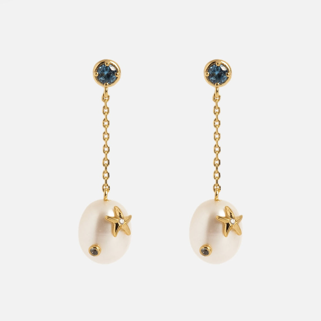 Gem Accent Pearl Drop Earrings
