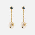 Gem Accent Pearl Drop Earrings