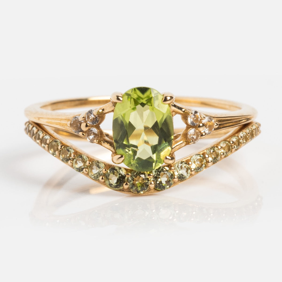 Solid Gold 2025 August Capsule Peridot Ring Set with Free Gift