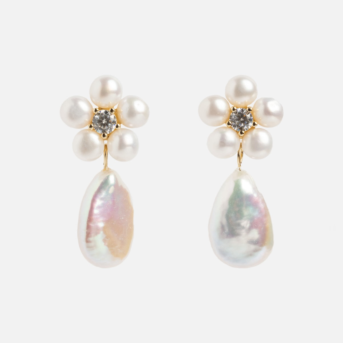 Flower Pearl Drop Earrings