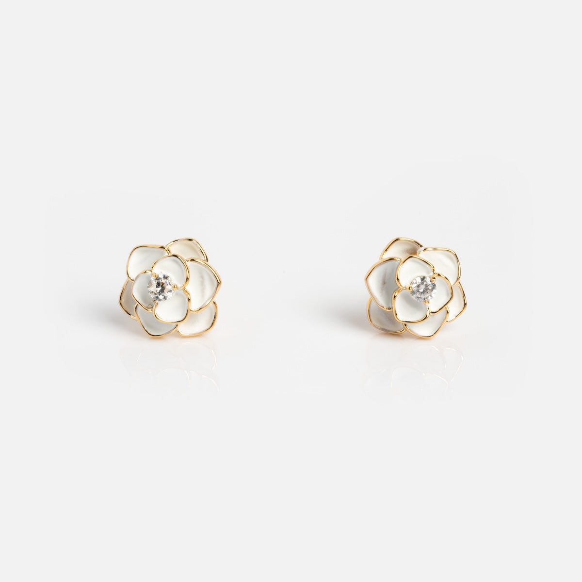 Sparkling White Rose Studs