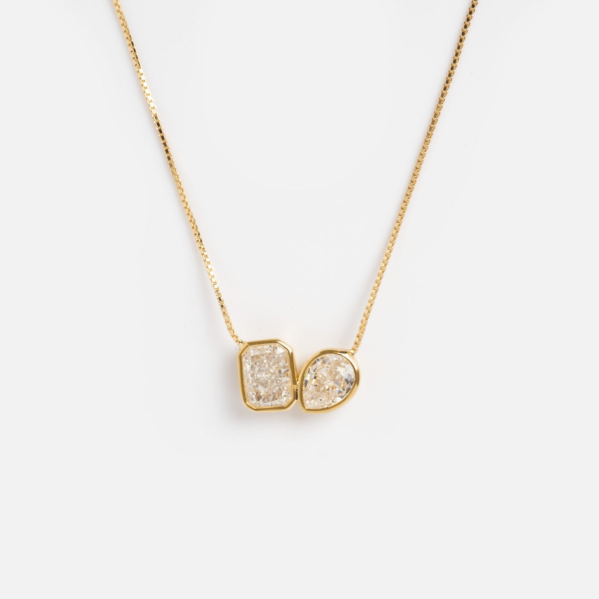 Baguette and Pear Cushion Pendant Necklace