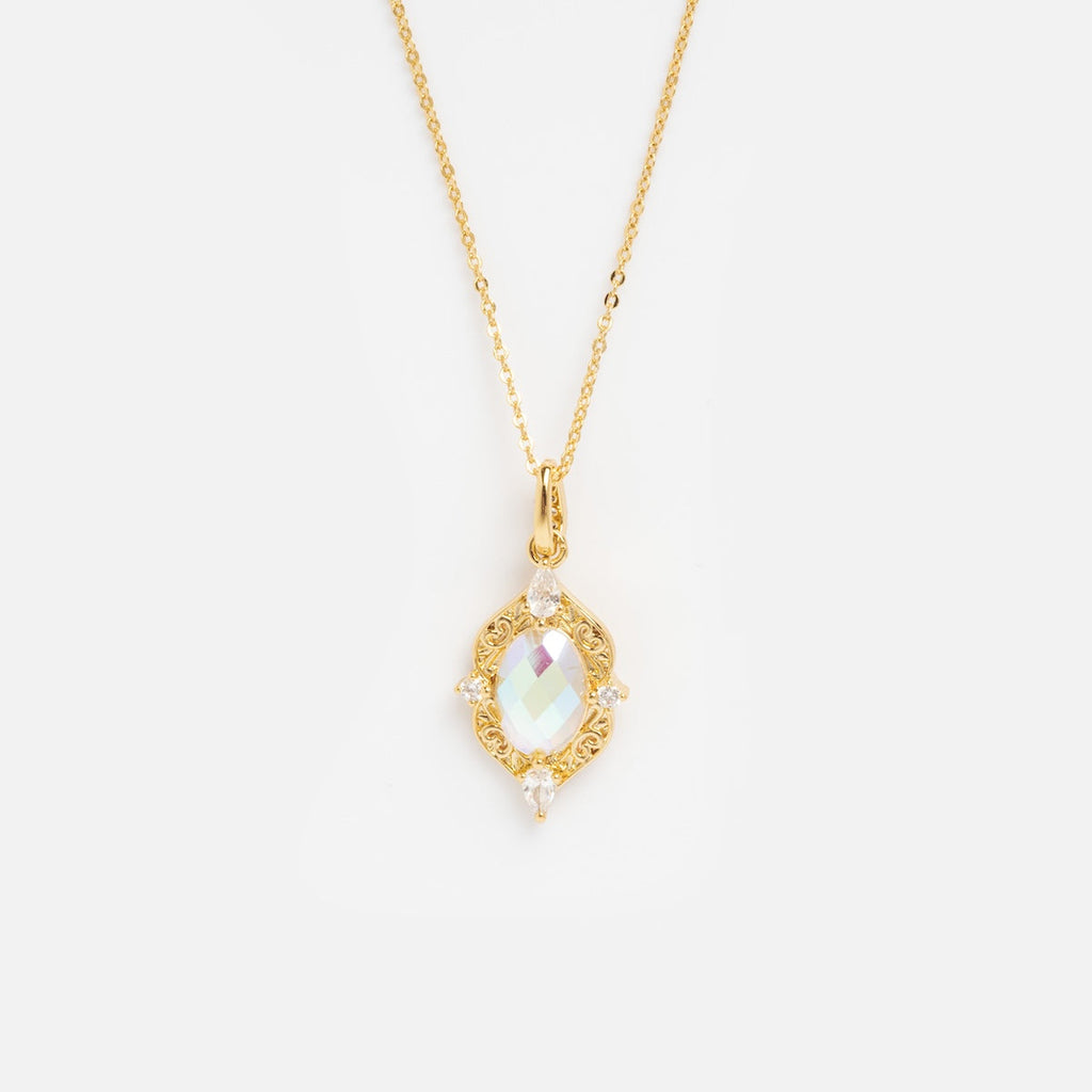 Lady Luxe Angel Aura Quartz Pendant Necklace