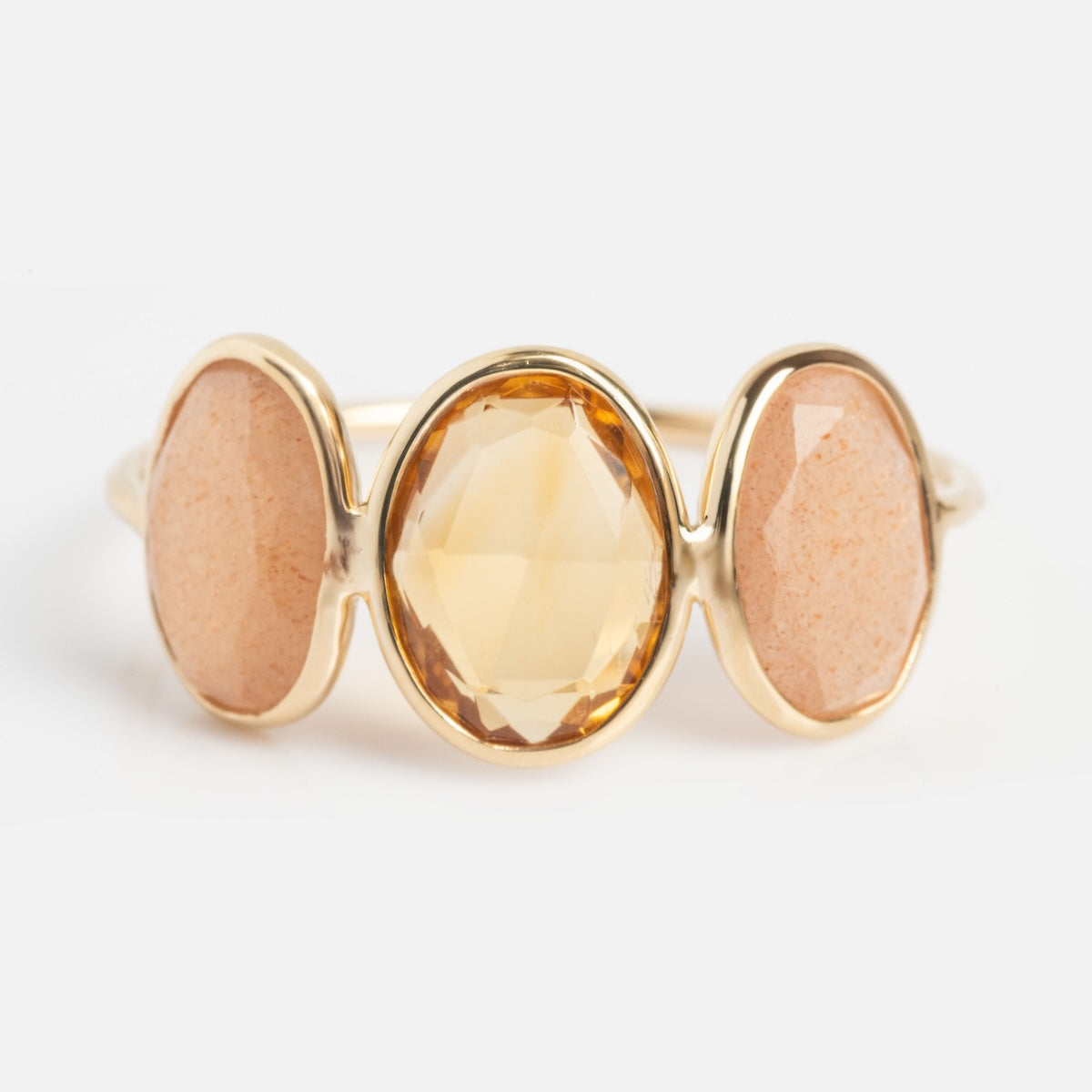 Solid Gold Morning Light Citrine and Sunstone Ring Last Chance Sizes