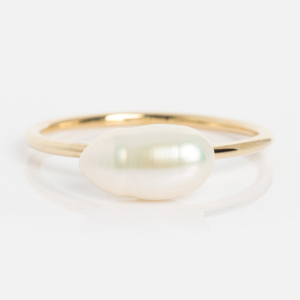 Solid Gold Organic Pearl Solitaire Ring